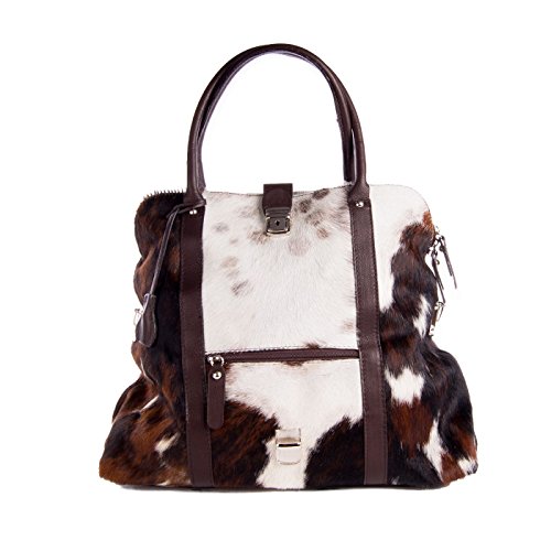 Enzianblau: Echt Leder Trachtentasche mit Kuhfell, Oktoberfest Wiesentascherl, Absoluter Hingucker, (schwarz) Cover