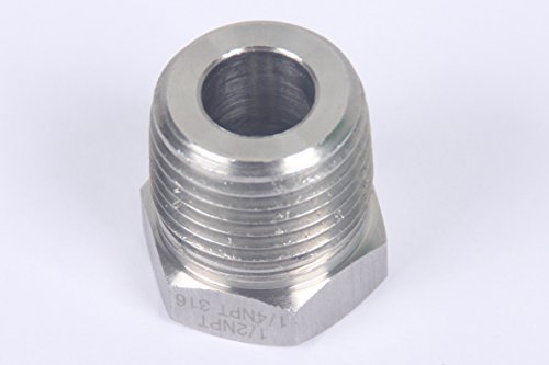 Buje reductor hexagonal NPT 1/2 a 1/4 en acero inoxidable 316 de alta presion clase 3000