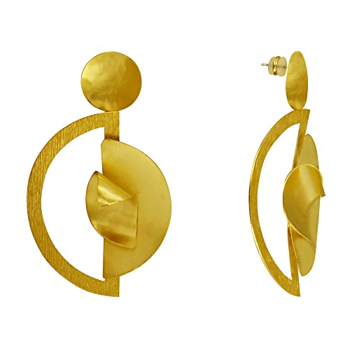 Boucles d'Oreilles Demi Lune Laiton Doré Légères pour Lobes Sensibles