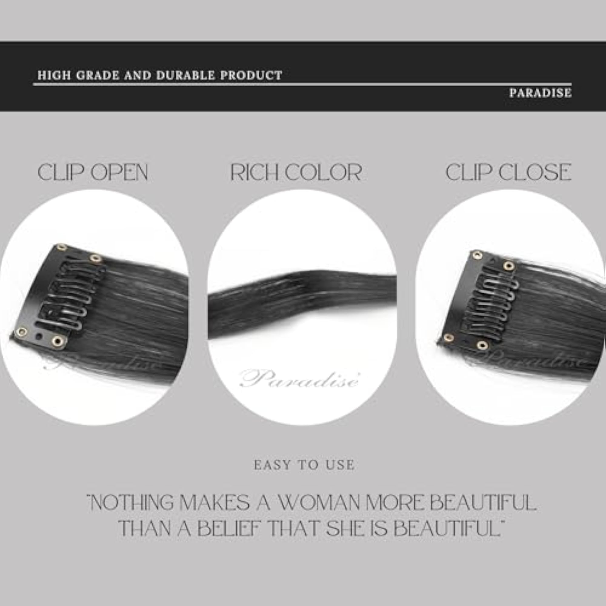 Black Hair Extensions 22 inches, Pack of 4 Clip-Based