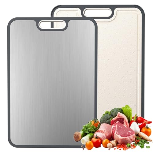 Lista de Conjuntos de tablas para picar - 5 favoritos. 49 Toketa Tablas para Picar Cocina de Titanio 100%, 2 IN 1 Titanio + Paja de Trigo PP Tabla de Picar, Para Diferentes Materiales Alimenticios, Duradero Anticorrosión, Seguro y...