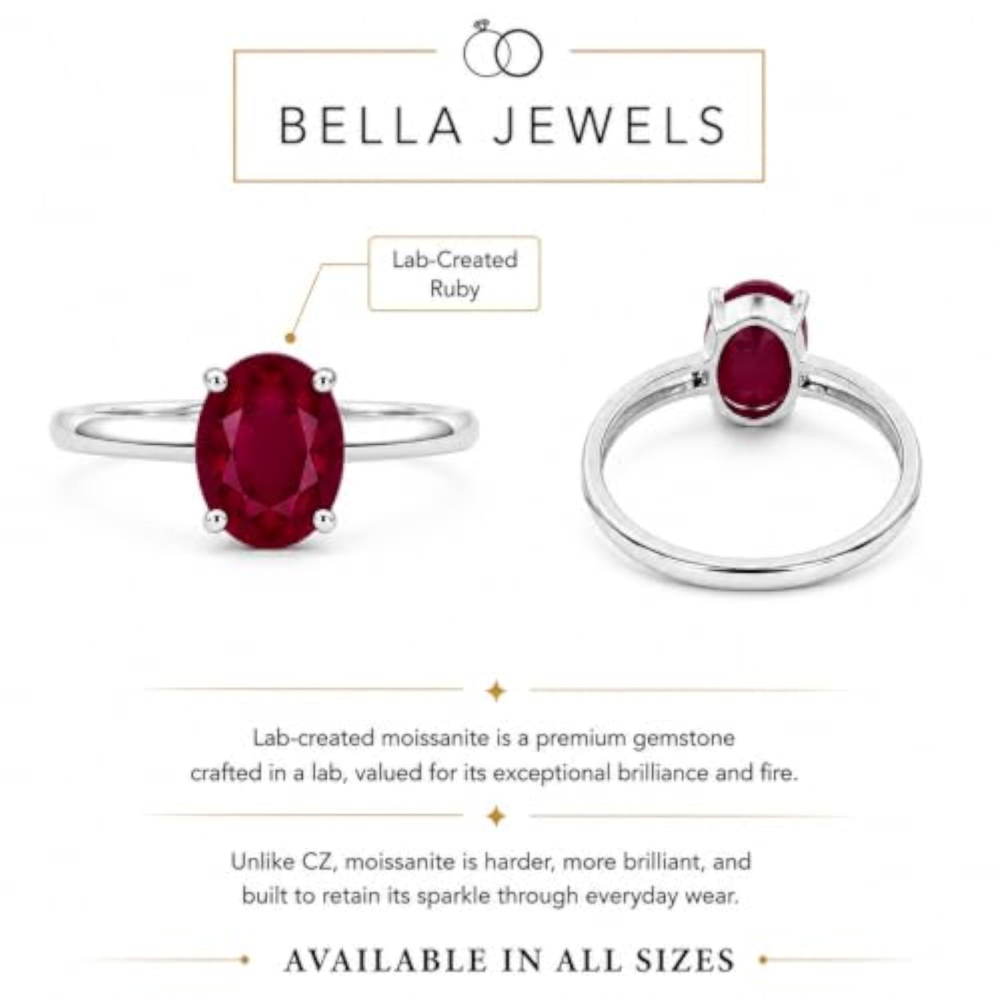 Women's 925 Sterling Silver Oval Cut Ruby Ring, Lab-Created