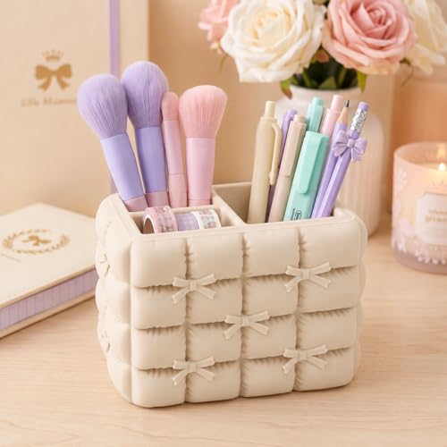 Image of Make up organizer, Pen stand for table, makeup organizer, pen holder for desk, pencil holder, office desk organizer, makeup holder for women (3 Compartme)