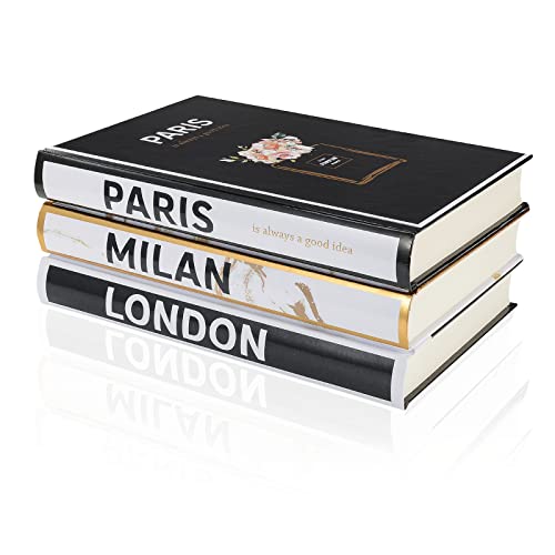 Decorative Books For Home Decor 3 Pieces Decorative Book For Home Decor, Set Of 3 Hardcover Modern Decorative Book Stack,Fashion Design Book Stack For Coffee Tables/Shelves(Paris/Milan/London) #TOP1