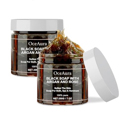 Morocco Black Soap Morocco Black Beldi Soaps Blacks Soap Bar Exfoliating Soaps Moroccan BlackSoap Hammam Moroccos Body Scrub(200g/PCS 2PCS)