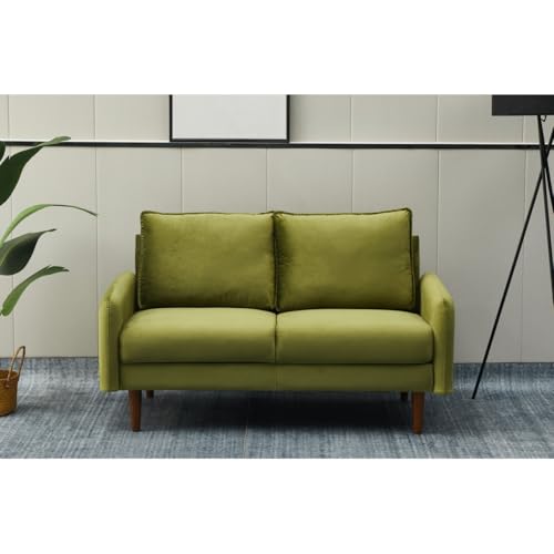 Image of Morrone Velvet Loveseat 2-Seater Sofa, Modern Upholstered Couch for Living Room, Bedroom and Office, Plush Cushion Accent Seating Furniture (Olive Green, 2 Seater)