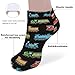 LITPUZC Women's Fashion Ankle Socks Funny Running Low Cut Socks Cartoon Train Black No Show Athletic Sock Soft Breathable Crew Sock 5 Pairs