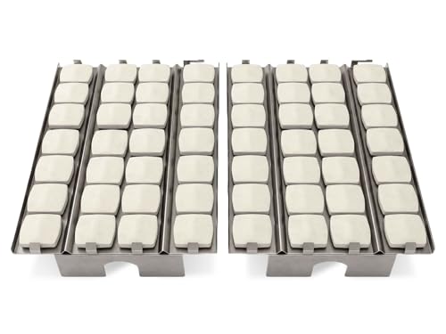 soldbbq Briquette Tray with Ceramic Briquettes for Lynx L27 L36 Series Gas Grill Stainless Steel Heat Shield & Ceramic Briquette Replacement Parts for Lynx L30 L42 L54 LBQ48 LDR21 CS30