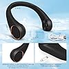 CIVPOWER Neck Fan: Portable Personal Neck Cooling Rechargeable Bladeless Fan - Hands Free 3 Speed 4000 mAh Battery USB Operated Wearable Headphone Design - Gift for Men Women Outdoor (Black)