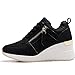 Viscozzy High Heel Wedge Sneakers for Women Dressy Platform Hidden Wedge Tennis Shoes Lightweight Fashion Heeled Sneakers Lace Up Women W139-SZW36-BLACK-9.5