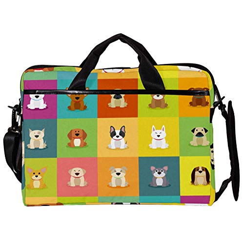 Bolso bandolera para portátil de 14-15 pulgadas con diseño abstracto de perros