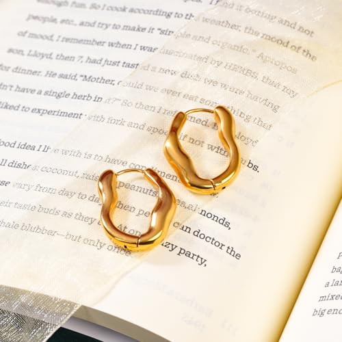 Image of Tiny Gold Hoops Earrings 14K Gold Plated Small Hoop Earrings Dainty Minimalist Geometric Huggie Earrings Boho Beach Simple Jewelry Gift for Her