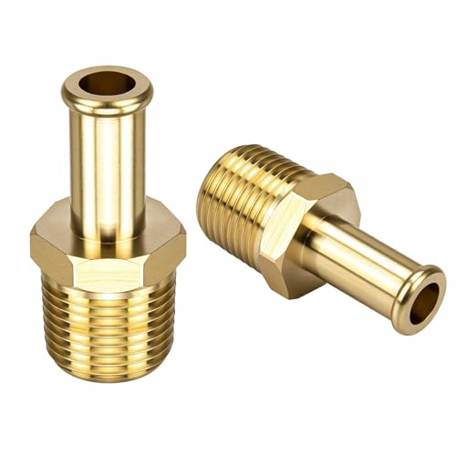 Image of Fuel Hose Fitting Adapter 3 /8 inch NPT to Hose Barb -65380 Fuel Line Fittings Compatible with Holley 12-289-11 & 350 SBC Fuel Pump Electric, Bypass Pressure Regulator 12-803 for Ford Mustang 289