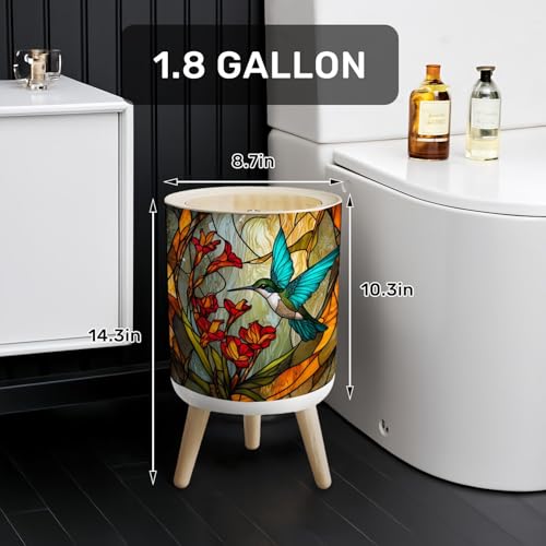 Caneca de basura pequeña redonda con tapa y patas 7L miniatura 2