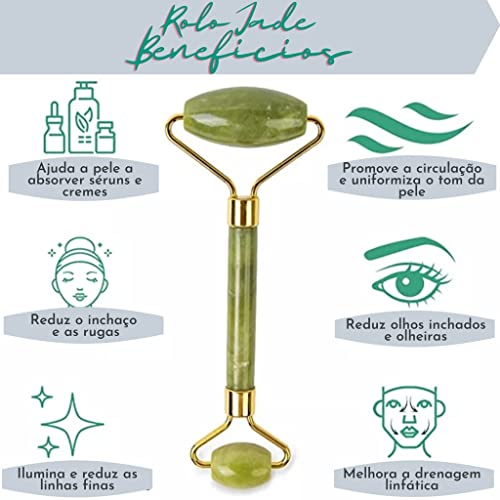 Massageador Facial Roller Pedra Jade Anti Estresse e Rugas Massoterapia - CompleteStore®