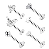 Besyvvin Piercing Trago Cartilagine Acciaio Chirurgico Cartilagine Piercing al Labbra Labbro 16G Argento 6mm