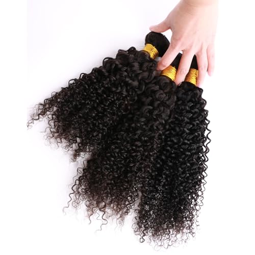 Huarisi 10A Curly Bundles Human Hair 10 12 14 Inch Unprocessed Brazilian Kinky Curly 3 Bundles Virgin Hair Weaves Extensions 300g Natural Color Sew in Weaving - Image 2