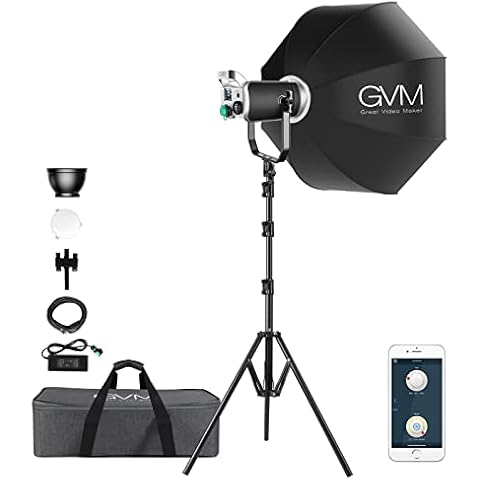 GVM 300W LED Videoleuchte mit Softbox, CRI97 dimmbare 2700K-7500K LED Studiolicht, LED Fotografie Dauerlicht mit Bowens, Studio LED Videobeleuchtung für Studio Fotografie Video YouTube Fimlicht Cover