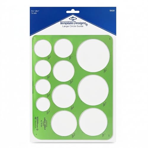 Image of ALVIN, TD1201, Large Circles Guide Template, Drawing and Drafting Tool for Artists, Architects, Design and Drafting, 1.5 inch to 3.5 inch Scale