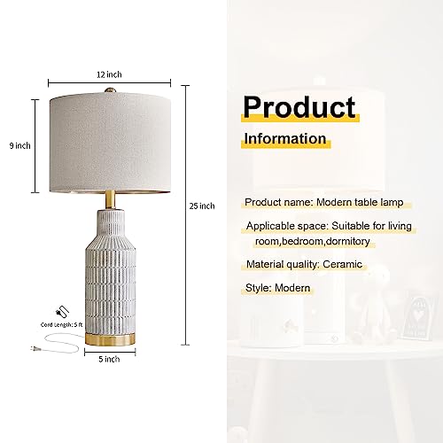USumkky 25" Table Lamps Set - Modern Ceramic Nightstand Decor - Image 4