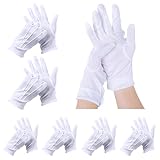6 Paires Gants de Tir Blancs, Gants Blancs Cérémonie, Gant Blanc Homme Femmes avec Bouto...