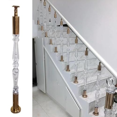 Barreaux d'escalier acrylique transparent et balustrade cristal 95 cm avec support doré