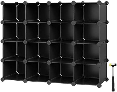 SONGMICS Shoe Rack with 16 Cubes, Interlocking Plastic Shoe Organ...