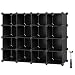 SONGMICS Rack,16 Modular Cube, Space Saving DIY Plastic Shoe Storage Organizer Units, Closet Cabinet, Ideal for Entryway Hallway Bathroom Living Room, Corridor Black ULPC44H