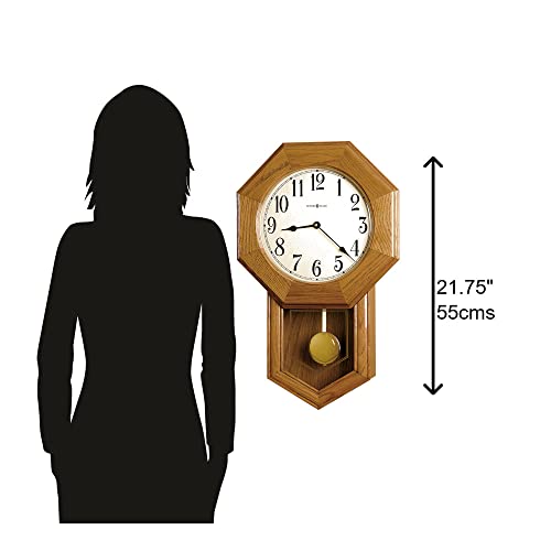 Howard Miller Elliott Wall Clock &ndash; Vintage Schoolhouse Style, Wooden Wall Clock, Pendulum & Triple-Chime Movement, Battery-Operated Hourly & Quarterly Chimes, Volume Control, Nighttime Shut Off