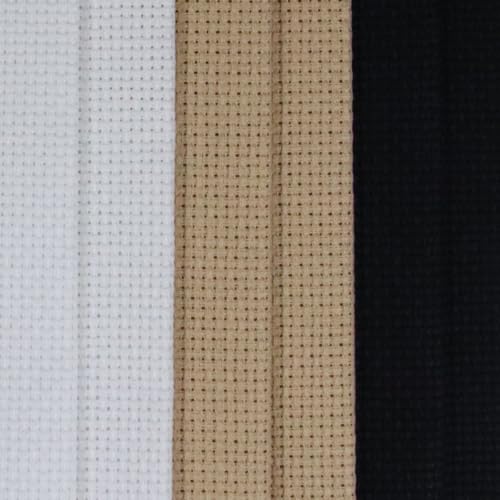 Image of KCS 4 /6 pc of 12 inch x 18 inch(30cmx45cm) 16 Count Cotton Aida Cloth Cross Stitch Fabric (6 pc,White+Khaki+Black)