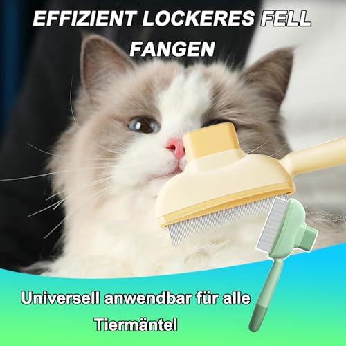 2 Stück Selbstreinigender Katzenkamm - Fellblitzbürste für Tiefenreinigung, Entfernung von Schwimmenden Haaren und Öffnung von Knoten, Schönheitspflege für Hunde, Tiefenreinigung Flohkamm für Katzen