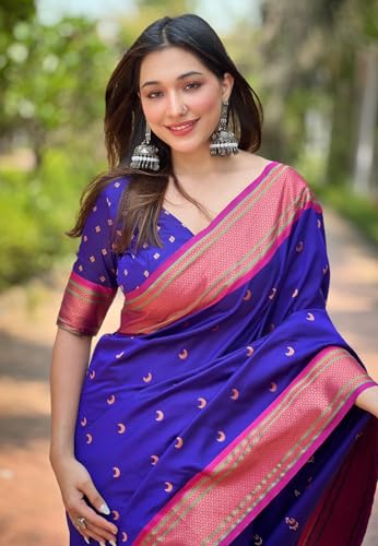 Image of SGF11 Women's Kanjivaram Paithani Soft Silk Saree With Unstitched Blouse Piece