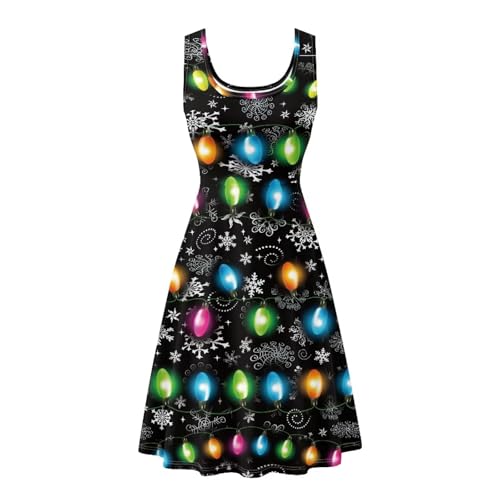 Image of Dreaweet Casual Sleeveless Dresses for Women Girls, Round Neck Tank Dresses with Pockets Summer Sundress Size XS-4XL