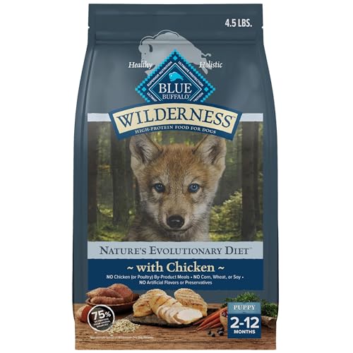 Blue Buffalo Wilderness High-Protein Natural Dry Food for Puppies, Chicken Recipe, 4.5-lb. Bag