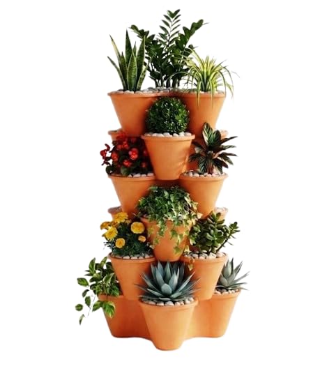 ORGANIZED Strawberry Planter Trio 3-Tier Stacking Pots โ Pack of 6, Vertical Garden Planters for Herbs, Flowers & Vegetables Indoor Outdoor Gardening โ image 1
