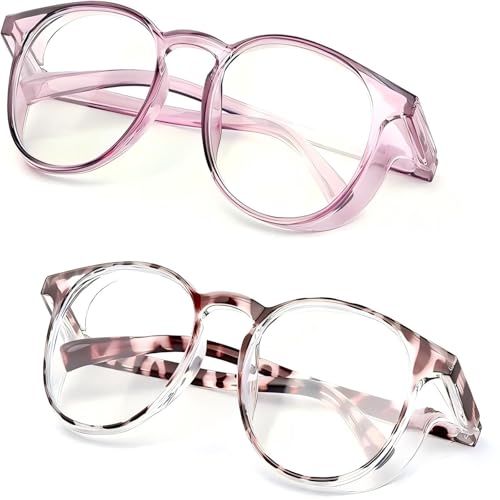 Kelens Gafas de protección con filtro de luz azul, gafas de seguridad, resistentes al viento, protección UV, antivaho, transparentes con antiarañazos, color violeta y leopardo