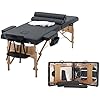 Massage Tables Portable Lash Bed 73 inch Tattoo Table, Height Adjustable Portable Spa Bed, 3 Folding Chiropractic Table w/Carry Case/Face Cradle/Hand Pallet/Towel Hanger/Oil Pouch/Sheet/2 Bolster