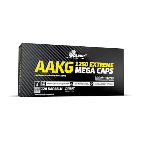 OLIMP- AAKG Extreme Mega Caps (120 Kapseln). Enthält L-Arginin Alpha-Ketoglutarat (AAKG). 1er Pack (1 x 150 g Dose)
