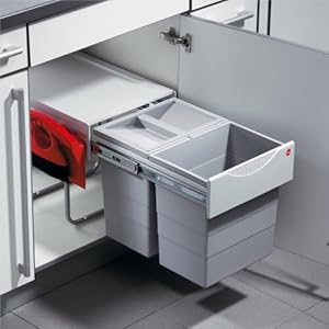 Hailo 3641 Raumspar-Tandem Einbaumülleimer 2x20L