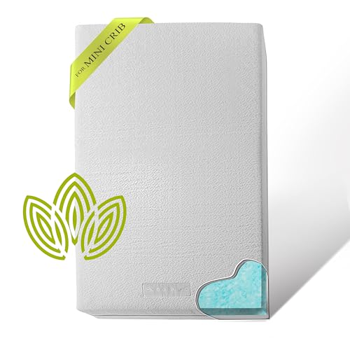 Organic Cotton Dual-Sided Mini Crib Mattress, 38x24x3 Premium Memory Foam 2-Stage CertiPUR-US Hypoallergenic Baby Mattress Firm Support for Infant Cooling Gel for Toddler Waterproof & Washable Cover