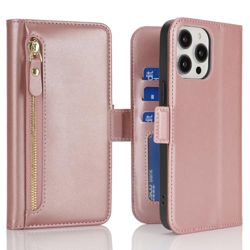 Fermeture éclair iPhone 15 Pro Max étui portefeuille cuir synthétique femme