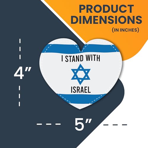 Image of Magnet Me Up I Stand with Israel, Israeli Support Flag Heart Magnet Decal, 5x4 Inches, Heavy Duty Automotive Magnet for Car Truck SUV Or Any Magnetic Surface
