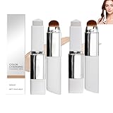2pc Foundation Color Changing, Chartming Colour Changing Foundation Sticks, Full To Medium Coverage Base Makeup, With Brush Head, For All Skin Types (Natural)
