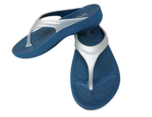 Image of doubleu Slippers - V - Shape Women - Blue + Silver (numeric 2)