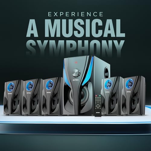 Image of Intex ROAR-800 Auxiliary, Bluetooth Deep Bass Home Theater with Subwoofer 5.1 Channel with 80W Premium Signature Sound, Multiple Connectivity Modes, Master Remote and Sleek Finish (Black)