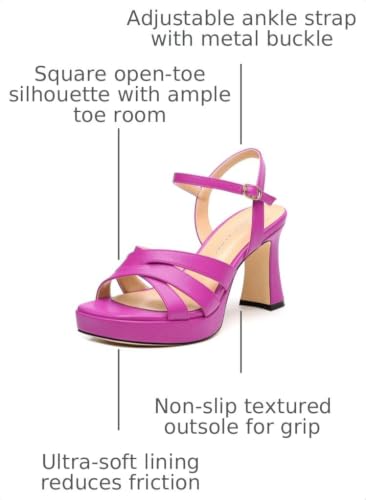 Image of Women Square Toe Platform Block Heel Sandals 3.3''