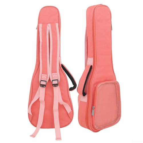 TIANHENGMart Travel in Style Sac à dos pour ukulélé avec poches transparentes, rose