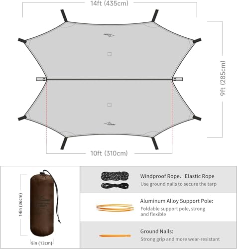 Bâche bâche de camping ultralégère 14ft et imperméable pour bâche de pluie