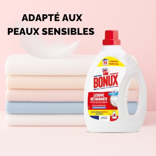 Lavage en profondeur pour peaux sensibles de Bonux I Lessive Liquide | Adaptée aux peaux sensibles | Nettoie en profonde