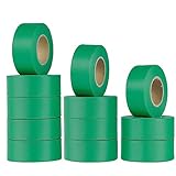 KIWIHUB Green Flagging Tape 12 Rolls - Non-Adhesive Neon Marking Surveyors Caution Tape, for Tree Marking, Hunting Trail Tape, Marking Tape Ribbon, 1-3/16 in. x 150 ft,3.35 Mil Thick